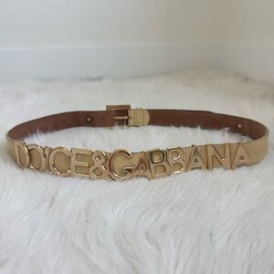 Dolce & Gabbana Beige and Gold Statement Belt